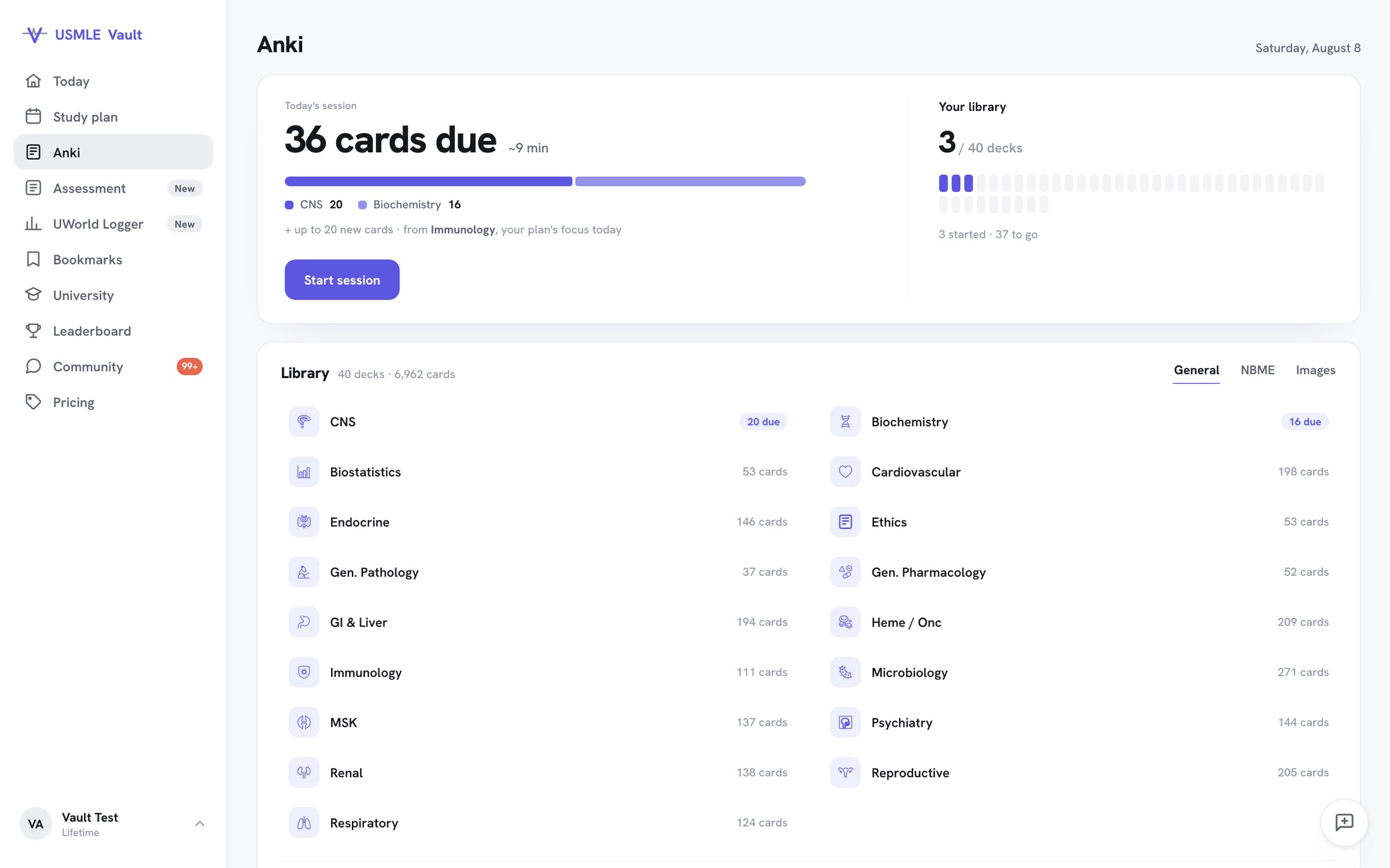 USMLE Vault Anki home, before and after the redesign (after)