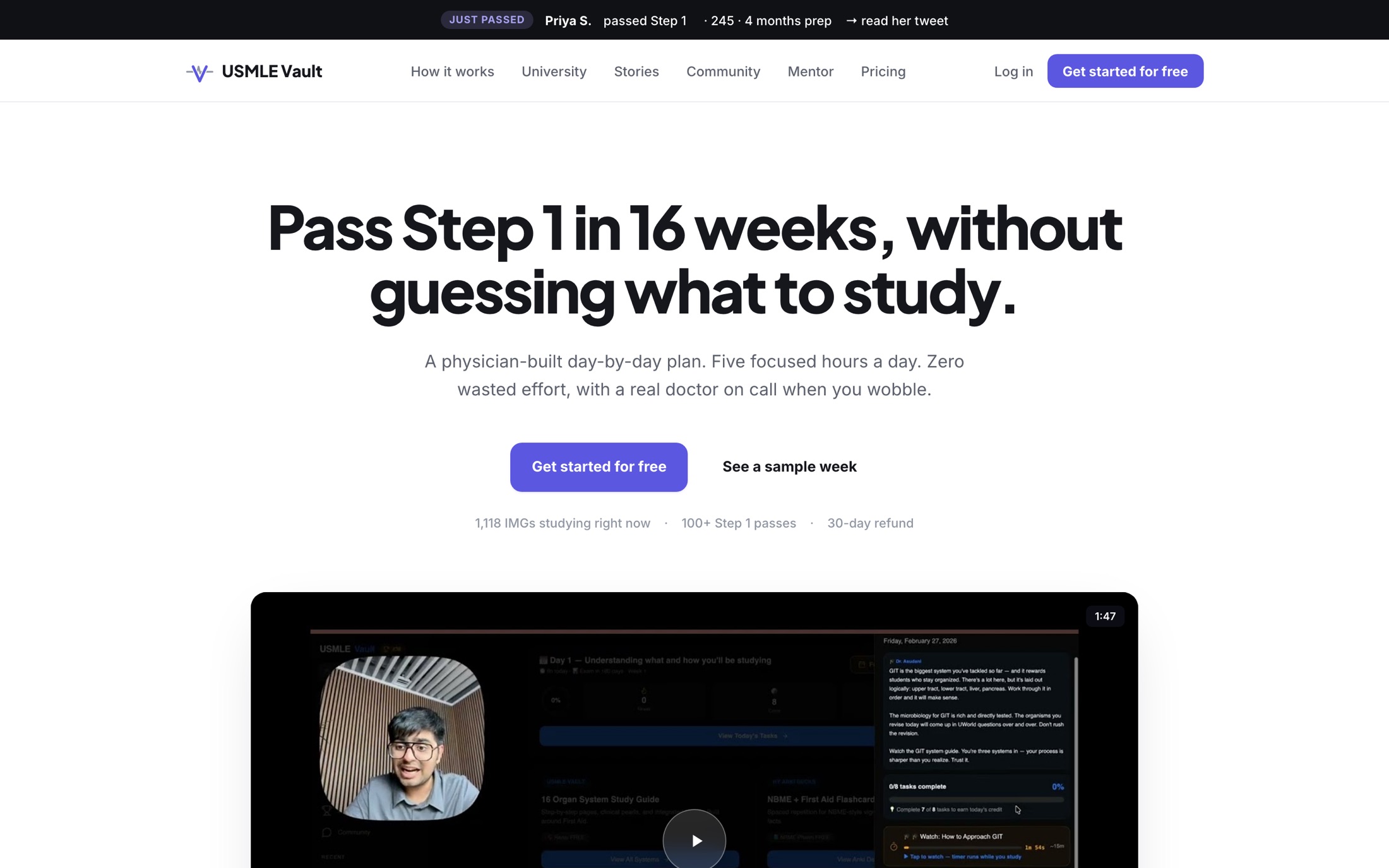 USMLE Vault landing page, before and after the redesign (after)