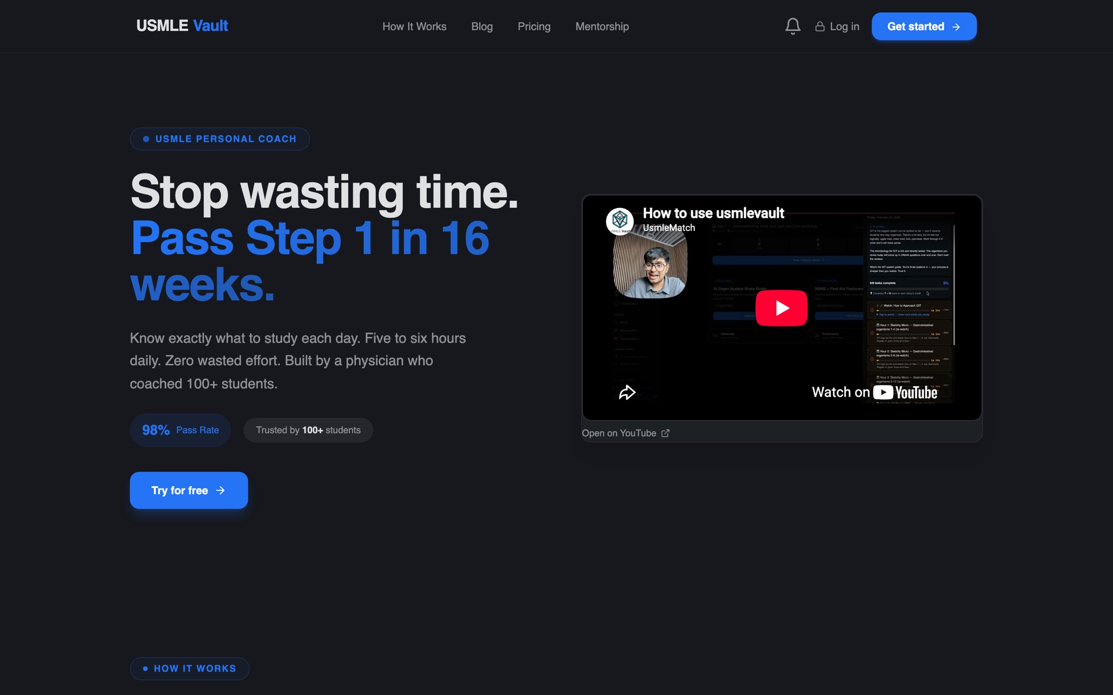 USMLE Vault landing page, before and after the redesign (before)